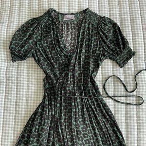 UO floral green wrap dress